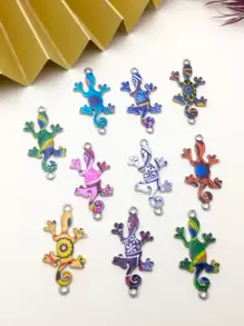 10 mặt dây chuyền hình tắc kè tráng men, màu sắc ngẫu nhiên, dùng để tự làm trang sức, vòng cổ, phụ kiện thủ công. - Nhiều màu - Xem 1