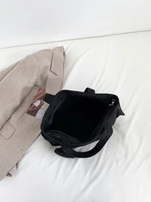 Bolso de compras con parche de letra y monedero Bolso escolar para graduados, adolescentes, estudiantes de primer año, segundo año, tercer año y cuarto año de universidad, escuela secundaria y universidad, perfecto para exteriores, viajes y regreso a la escuela. Bolso escolar, gran capacidad, clásico casual, portátil, adecuado para adolescentes, mujeres y estudiantes universitarios, perfecto para volver a la escuela, compras, escuela secundaria, universidad