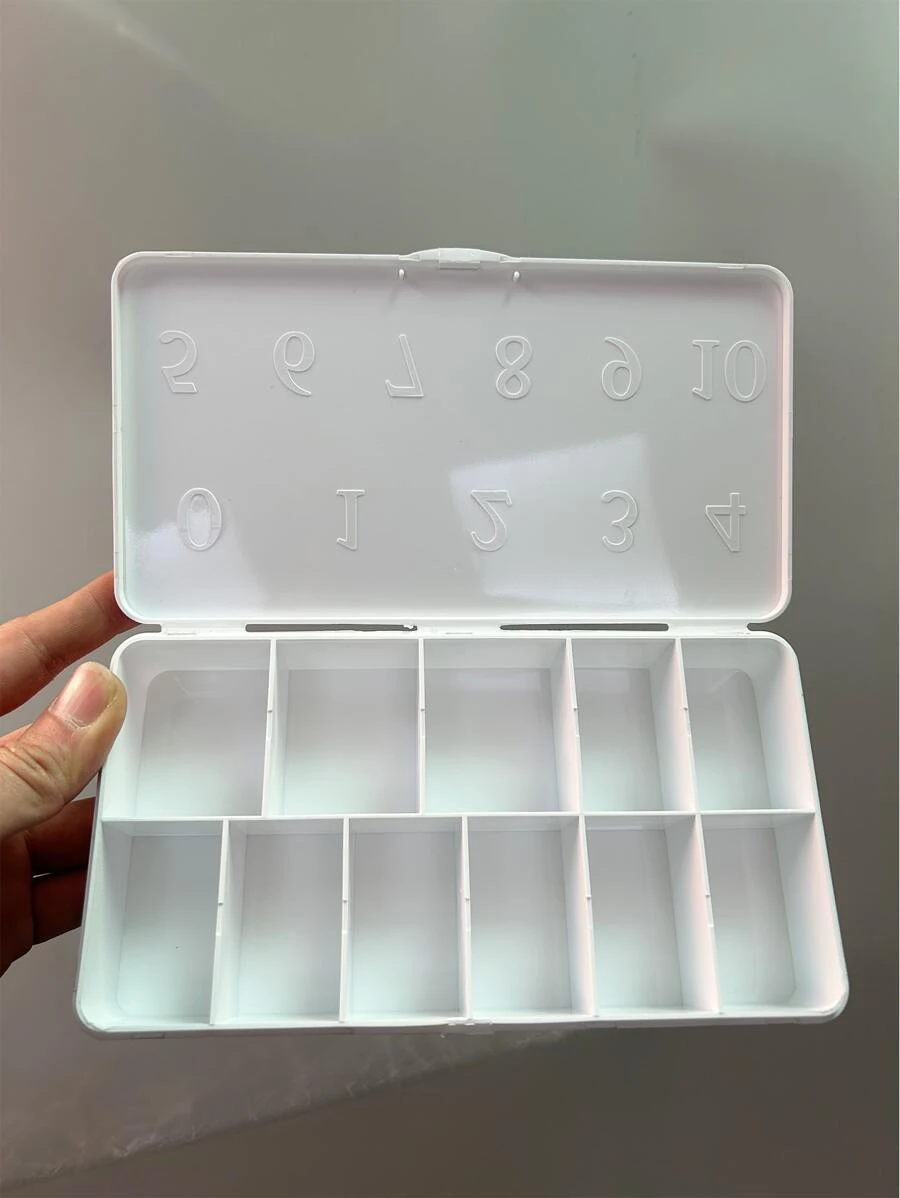 多網格假指甲收納盒，1入組便攜式化妝收納盒，指甲水鑽防塵旅行化妝品收納盒，按壓指甲，珠子，珠寶珠子，魚餌-白色 - 白色 - 查看 1