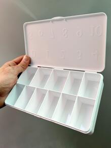 多網格假指甲收納盒，1入組便攜式化妝收納盒，指甲水鑽防塵旅行化妝品收納盒，按壓指甲，珠子，珠寶珠子，魚餌-白色 - 白色 - 查看 2