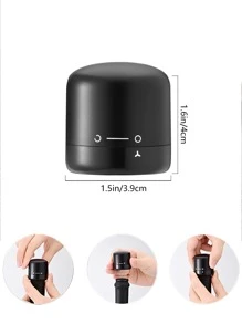 1入組可旋轉紅酒塞 - 黑色 - 查看 2