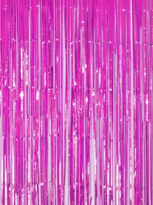 kumozawa 1pc Fuchsia Rain Curtain, Party Decoration Background, Graduation Decorations, Tassels, Birthday, Wedding, Single Women's Anniversary Decoration, Adult Rain Silk Curtains, Birthday Party Background Wall Decoration, Tassel Shiny Aluminum Film Wall Curtains - Hot Pink - View 2