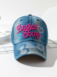 Heart & Slogan Embroidered Baseball Cap - Multicolor - View 3