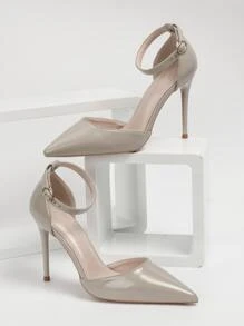 Giày cao gót Nữ màu trơn Dây đeo mắt cá chân Thanh lịch - Màu Khaki - Xem 1