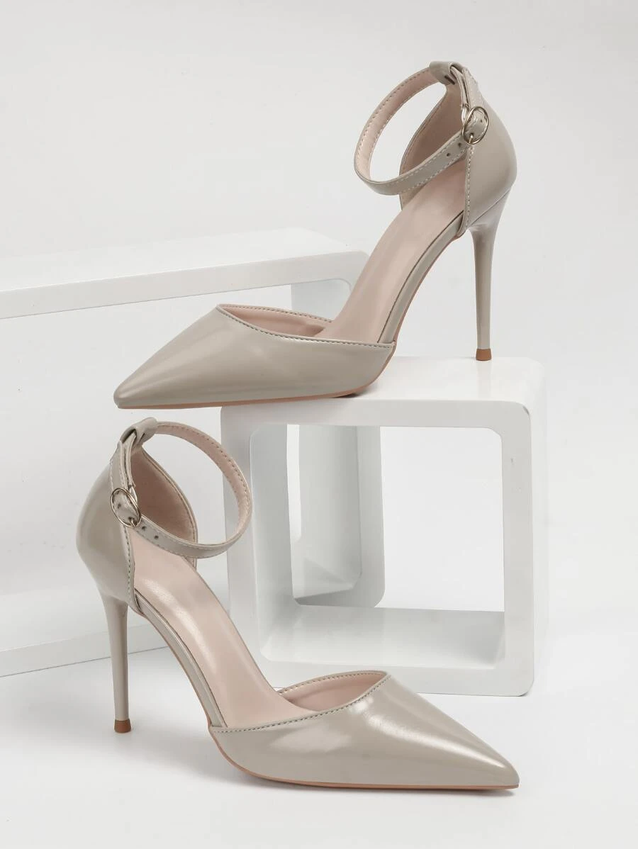 Giày cao gót Nữ màu trơn Dây đeo mắt cá chân Thanh lịch - Màu Khaki - Xem 1