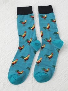 卡通動物圖案中筒襪 - 彩色 - 查看 1