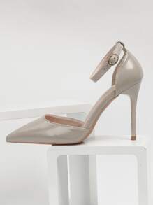 Giày cao gót Nữ màu trơn Dây đeo mắt cá chân Thanh lịch - Màu Khaki - Xem 4