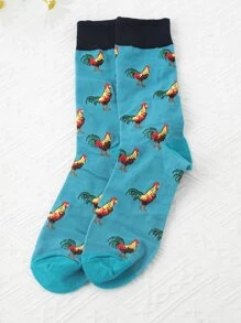 卡通動物圖案中筒襪 - 彩色 - 查看 3