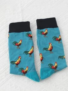卡通動物圖案中筒襪 - 彩色 - 查看 4