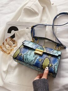 Bolso de mano multifuncional de diseño de lujo y alta calidad, con estampado de piel de serpiente, correa de hombro desmontable y cierre bajo el brazo (patrón de piel de serpiente aleatorio) - Multicolor - Ver 6