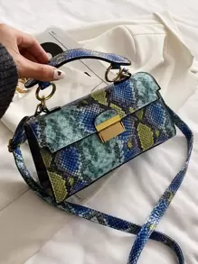 Bolso de mano multifuncional de diseño de lujo y alta calidad, con estampado de piel de serpiente, correa de hombro desmontable y cierre bajo el brazo (patrón de piel de serpiente aleatorio) - Multicolor - Ver 7