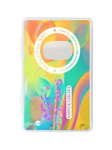 Get Glamorous with 420pcs Short Round Transparent Full Cover Matte Clear Acrylic Ultra-thin False Nail Tips For Women And Girls - Clear - View 3