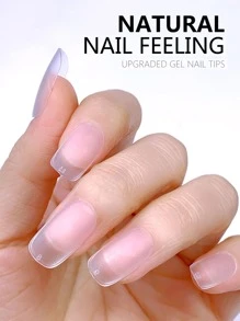 Get Glamorous with 420pcs Short Round Transparent Full Cover Matte Clear Acrylic Ultra-thin False Nail Tips For Women And Girls - Clear - View 4