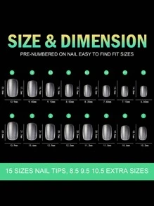 Get Glamorous with 420pcs Short Round Transparent Full Cover Matte Clear Acrylic Ultra-thin False Nail Tips For Women And Girls - Clear - View 5
