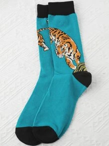 Tiger Pattern Crew Socks - Multicolor - View 2