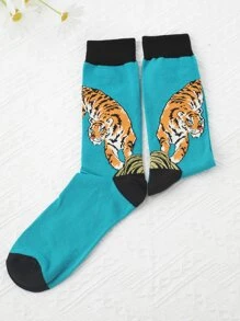 Tiger Pattern Crew Socks - Multicolor - View 3