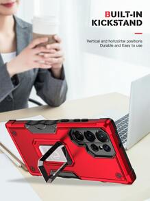 360度旋轉支架配旗紋設計+吸盤+支架，完整套裝手機殼適用於iPhone 11/12/13/14/15 Pro Max，三星OPPO VIVO小米紅米Note 11/12 Pro - 紅色 - 查看 5