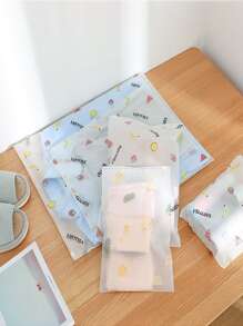 5pcs Fruit Print Travel Storage Bag Shirt Packaging Bag Set,Sealed Polyester Plastic Bags,Ventilation Holes,Frosted Zipper Lock Perfect for Clothes Jeans Pants T-shirts School Supplies Room Decor Bedroom Decor Dorm Essentials for School Student Teacher - Multicolor - View 5