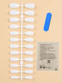 Upgrade Your Look With 24pcs Long Almond White Solid Fake Nail & 1pc Nail File & 1sheet Nail Tape Press On Nails Nail Supplies - White - View 2