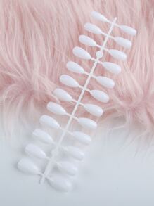 Upgrade Your Look With 24pcs Long Almond White Solid Fake Nail & 1pc Nail File & 1sheet Nail Tape Press On Nails Nail Supplies - White - View 3