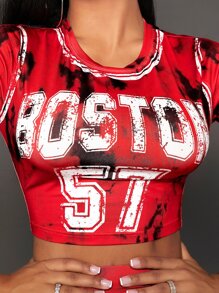 SHEIN SXY 字母圖案T恤和紮染包臀半身裙 - 彩色 - 查看 7