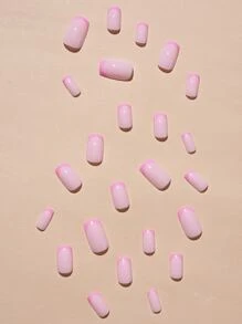 Upgrade Your Look with 24pcs Long Square French Style Fake Nail & 1sheet Tape & 1pc Nail File For women And Girls - Multicolor - View 3