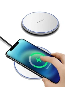 Lámpara de aleación de aluminio con carga inalámbrica de 10W y luz de respiración, compatible con smartphones de carga inalámbrica Qi - Blanco - Ver 2
