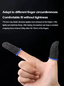 10 piezas/paquete Mangas para dedos de fibra de carbono, antideslizante y transpirable para dispositivos táctiles, adecuado para teléfonos inteligentes/controladores de Switch/electrónica/juegos/accesorios de consola/jugador/PlayStation/accesorios/soporte para auriculares/configuración de juegos/consola de juegos/configuración/mezclador de configuración/decoración de juegos/soporte de controlador - Multicolor - Ver 3