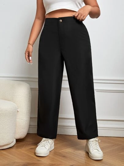 SHEIN LUNE 大碼素色直筒褲