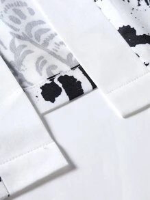 Manfinity Hombres Kimono con estampado de paisaje sin camiseta - Blanco - Ver 4