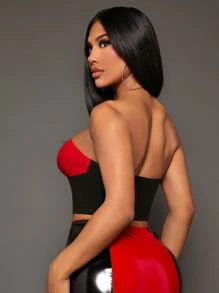 SHEIN SXY Two Tone Crop Tube Top - Multicolor - View 2