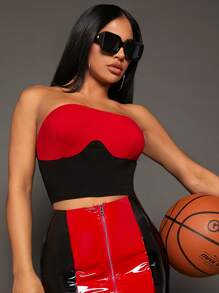 SHEIN SXY Two Tone Crop Tube Top - Multicolor - View 7