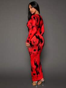 SHEIN SXY 紮染大圓領緊身連衣裙 - 彩色 - 查看 2