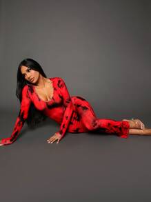 SHEIN SXY 紮染大圓領緊身連衣裙 - 彩色 - 查看 7