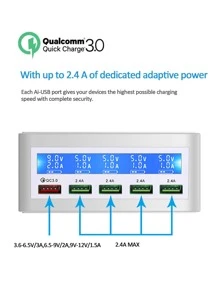 ilepo 1pc 50W Multi-port Wall Charger - White - View 3