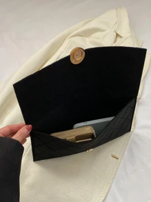 Stitch Detail Envelope Bag Black For Daily Life - Black - View 2