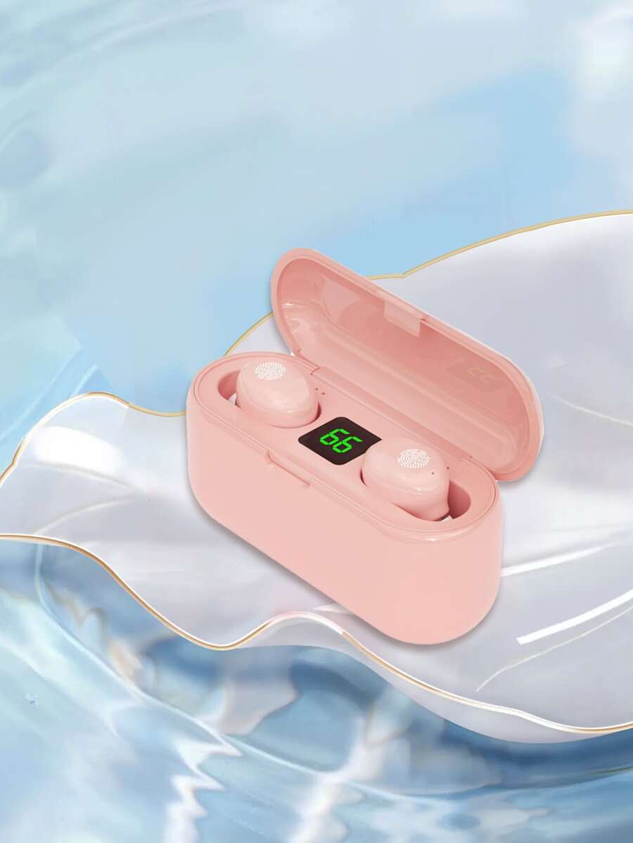 Active Auriculares inalámbricos cancelación de ruido diseño en la oreja pantalla digital LED - Rosa - Ver 1