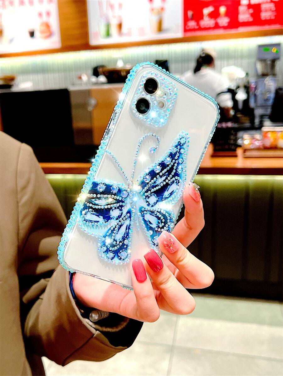 Ốp điện thoại họa tiết hình bướm trang trí bằng đá rhinestone - Nhiều màu - Xem 1