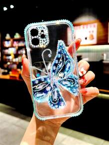 Ốp điện thoại họa tiết hình bướm trang trí bằng đá rhinestone - Nhiều màu - Xem 2