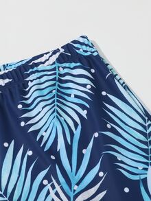 Manfinity Men Tropical Print Swim Trunks - Blue - View 3