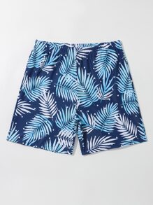 Manfinity Men Tropical Print Swim Trunks - Blue - View 5