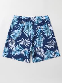 Manfinity Men Tropical Print Swim Trunks - Blue - View 2