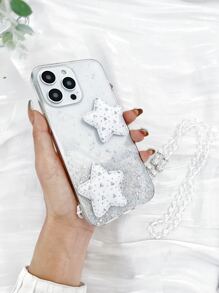 星形装饰透明手机壳带挂绳，国际版，非国内版 - 無色 - 查看 2