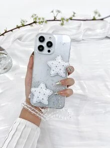 星形装饰透明手机壳带挂绳，国际版，非国内版 - 無色 - 查看 4