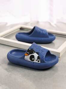 Boys Non-slip Cartoon Panda Pattern Slides, Preppy Blue EVA Slippers - Navy Blue - View 3