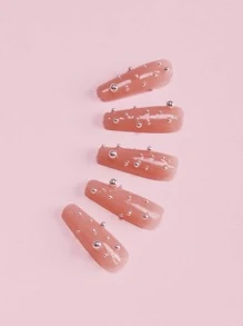 Biến đổi hình dạng móng tay của bạn với đồ trang trí nghệ thuật làm móng 3D 1 hộp bi thép không gỉ trang trí móng tay cho phụ nữ và trẻ em gái DIY đồ trang trí móng tay đá quý đồ dùng làm móng - Bạc - Xem 3