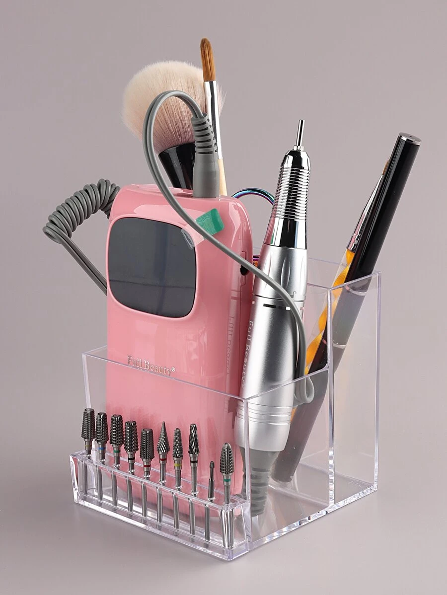 FULL BEAUTY 10 孔指甲钻头支架、1 件化妆品收纳盒、迷你指甲钻机收纳盒、指甲抛光头收纳盒、指甲工具支架展示架、美甲工具收纳收纳盒 - 透明、房间、家居、卧室、浴室、房屋、粉色房间、客厅装饰、旅行用品、礼品袋、送给妈妈、爸爸、男士、朋友、老师、生日、婚礼、书桌、架子、配件、礼品盒、趣味礼物、收纳 - 白色 - 查看 1