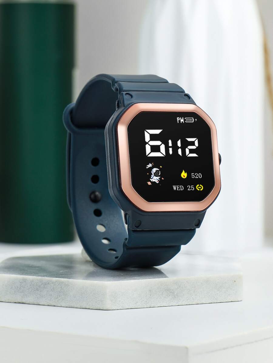 Kids Square Electronic Watch - Blue - View 1