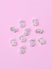 TSZS 10 Cái/gói Ký Hiệu Đô La Mỹ Hợp Kim Hình Trang Trí DIY Móng Tay Quyến Rũ Móng Đá Quý Đồ Dùng Làm Móng - Bạc - Xem 4