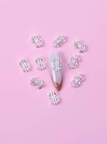 TSZS 10 Cái/gói Ký Hiệu Đô La Mỹ Hợp Kim Hình Trang Trí DIY Móng Tay Quyến Rũ Móng Đá Quý Đồ Dùng Làm Móng - Bạc - Xem 5